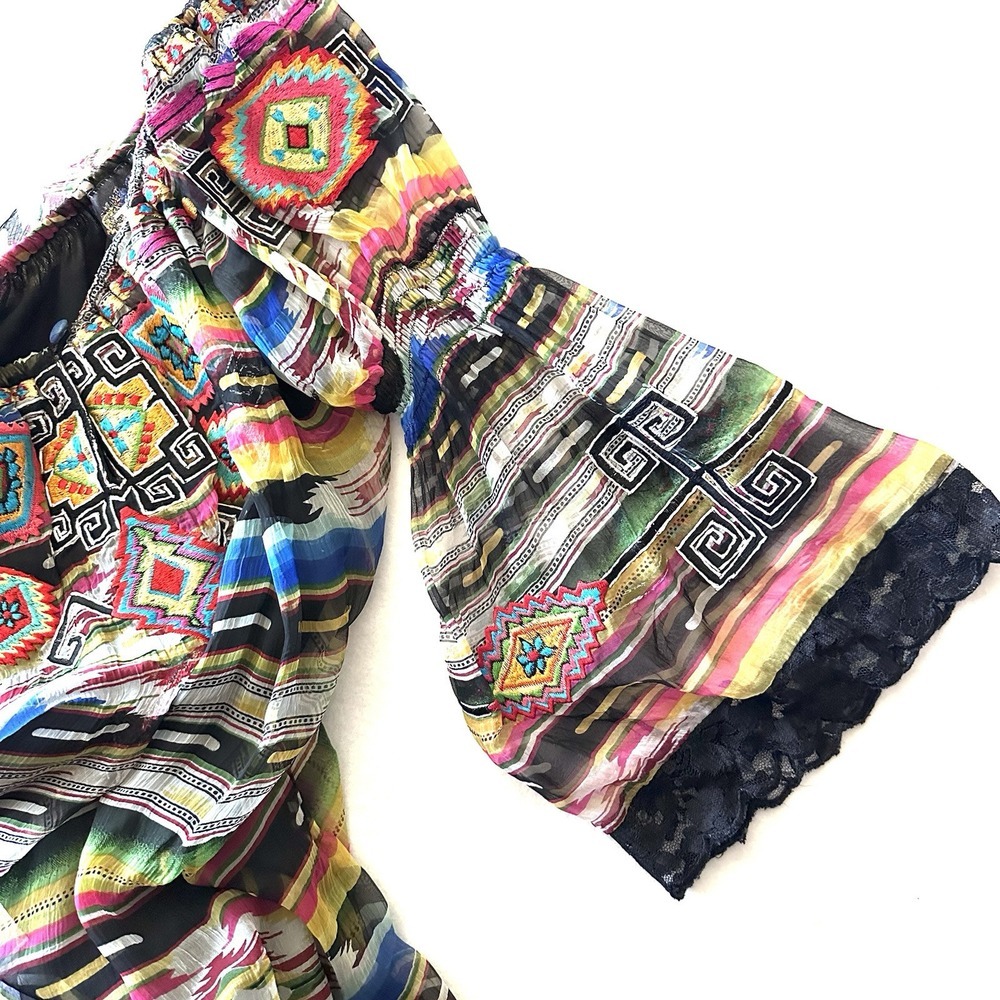 Vintage Collection Dress M‎ Medium Western Embroidered Tribal Lace - Picture 7 of 14